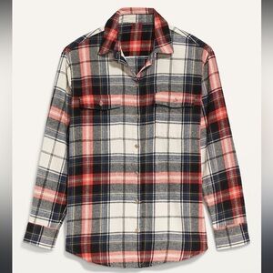 Old Navy Men's Flannel Shirt Regular Fit Size XL NWT Red, Black, Ivory Plaid